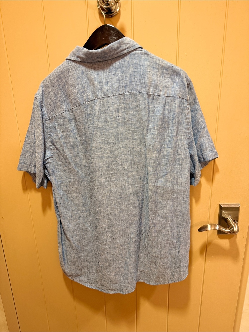 UNTUCKit Large Blue 100% Linen Short Sleeve Button Down Shirt Beach Resort - Picture 6 of 7